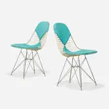 Charles and Ray Eames, DKR-2s, pair, leather upholstery, enameled steel, steel