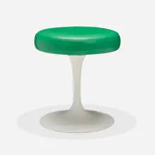 Tulip stool by Eero Saarinen, lacquered aluminum, vinyl upholstery, sold Sep 2025