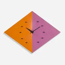Kite wall clock, model 2201A by George Nelson & Associates, 1952-53, enameled steel and aluminum, lacquered wood, sold Sep 2025