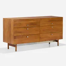Cabinet by W.&J. Sloane, c. 1960, sycamore, steel, walnut, sold Sep 2025