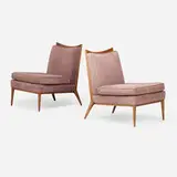 Paul McCobb, Directional lounge chairs model 1320, pair, 1954, bleached mahogany, upholstery