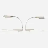 Cedric Hartman, Table lamps, pair, c. 1970, stainless steel, chrome-plated metal