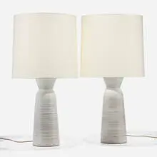 Lee Rosen, Table lamps, pair, c. 1960, glazed stoneware