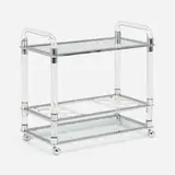 Modern, Lucite bar cart, Lucite, chrome-plated steel, glass