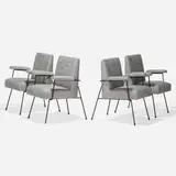 Milo Baughman, Armchairs, set of two, c. 1955, enameled iron, upholstery