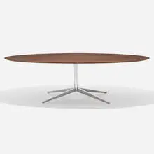 Florence Knoll, Dining table, 1961 / 2011, walnut veneer, chrome-plated steel