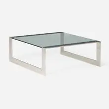 Pace Collection, Coffee table, c. 1975, chrome-plated stainless steel, glass