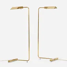 Cedric Hartman, Floor lamps model 1UWV, pair, 1966, chrome-plated brass, acrylic