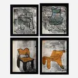 Charles Pollock, Collection of four sketches for chair designs, c. 1975, ink on paper