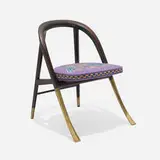 Edward Wormley, A chair, model 5481, 1954, lacquered wood, brass, hand-woven wool upholstery