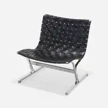 Ross Littell, PLR 1 lounge chair, c. 1968, chrome-plated steel, leather, plastic