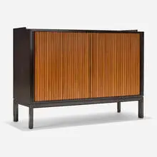 Edward Wormley, Cabinet, mahogany, brass, faux stone laminate