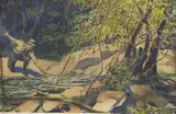 Thomas Victor Hall, In the Net, Watercolor on paper