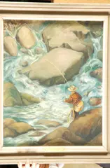 Lee Atkyns, A Time for Fishing, Oil on masonite