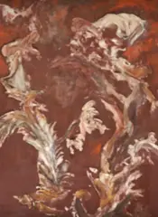 Naomi Lorne, Red and White Abstract, Oil on canvas laid on board