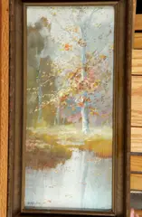William A. Eyden Jr, Birch Tree in Autumn, Watercolor