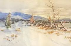 Alexander C. Robinson, Winter Landscape, Watercolor