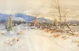 Alexander C. Robinson, Winter Landscape, Watercolor