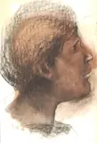 Samuel Bookatz, TWO CHALK SKETCHES: FRONTAL PORTRAIT AND PROFILE PORTRAIT, chalk on paper mounted on board, TWO CHALK SKETCHES: FRONTAL PORTRAIT AND PROFILE PORTRAIT, chalk on paper mounted on board