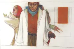 Jody Mussoff, Three Figures, Pastel on paper