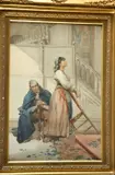Paolo Bartolini, Contemplative Girl and Cloaked Man, Watercolor
