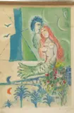 Marc Chagall, Man and Mermaid, Color lithograph