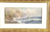 John Clarkson Uren, Untitled, SHIPS IN ROLLING SEA OFF ROCKY COAST, watercolor