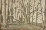 Richard Wyndham, Tall Trees in Forest, Sussex." Oil on canvas