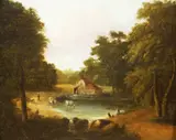 Patrick Nasmyth, Untitled, COW DRINKING FROM THE MILLER'S LAKE, oil on panel