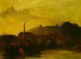 David Cox, Untitled, BOAT IN A HARBOR, oil on canvas