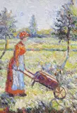 H. Claude Pissarro, La Paysanne a la Brouette, Oil on canvas
