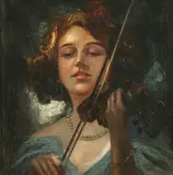 Girl Playing Violin by Vincenzo Irolli, Oil on canvas, offered Mar 2005