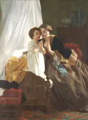 Eugène Ernest Hillemacher, Bedtime Prayer, Oil on canvas mounted on board