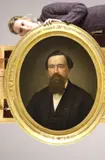Untitled by American School, PORTRAIT OF BEARDED MAN IN BLACK SUIT, oil on canvas - Oval: 30 in. x 24 3/4 in, offered Mar 2005