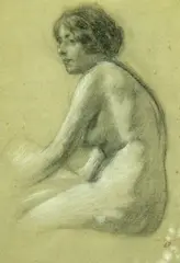 The Pearl Necklace by Lawton Parker, Charcoal and white chalk on paper, sold Mar 2005
