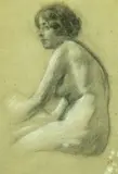 Lawton Parker, The Pearl Necklace, Charcoal and white chalk on paper