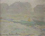 Morris Hall Pancoast, Boater on Misty Waters, Oil on board