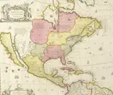 Gerard Valk and Peter Schenk, America Septentrionalis, Etching with hand coloring