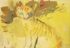 Francis Chapin, Yellow Cat, Watercolor