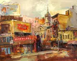 Forrest Jacobs, Street Scene, Oil on board