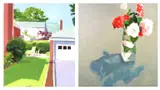 Vaccino, Backyard and Vase with Flowers: Two Works, Oil on canvas
