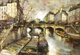 F. Doumerque, Pont Saint Michel, Oil on canvas