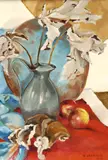 Valerie Jackson Shubik, Dried Flowers and Ripe Apples, Oil on canvas