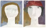 Portrait in Blue by Dorothy Preston, Oil on rice paper, offered Apr 2005