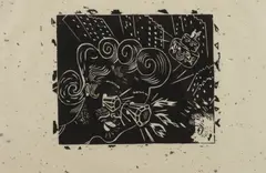 Untitled by Patrick Siler, SUITOR, woodblock print, offered Apr 2005