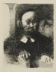 Jack Levine, Rabbi in His Study, Etching - Plate: 9 3/4 in. x 7 1/2 in