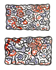 Steven Leavitt, BLACK AND RED ABSTRACTION: A PAIR, both signed with monogram and dated '87 on reverse, Oil on canvas
