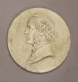 Shakspere Wood, Portrait of a Gentleman, White marble silhouette plaque