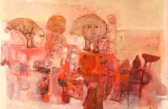 Guillermo Trujillo, Personajes Teluricos, Oil on wood