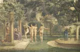 Sir Edward Poynter, A Visit to Aesculapius, Watercolor on paper laid down on canvas under glass